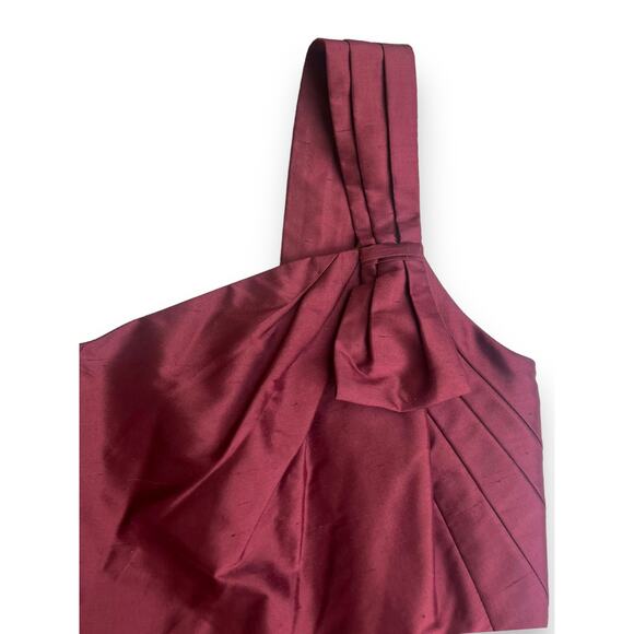 J.Crew Burgundy One-Shoulder Bow Silk Cocktail Party Dress | Sz 12 NEW | 02955 - Picture 6 of 14